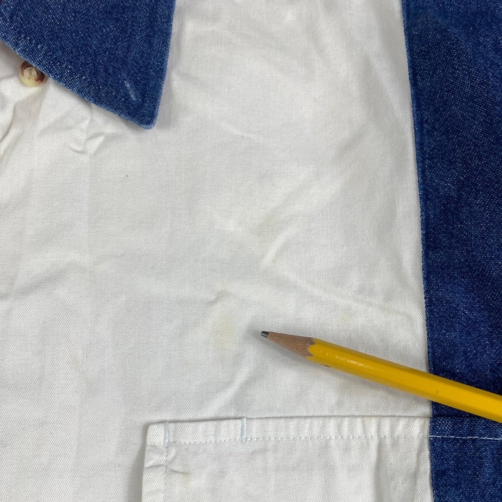 Cumberland Outfitters Mens XL Red White Blue Colorblock Denim Western Shirt - Picture 3 of 8